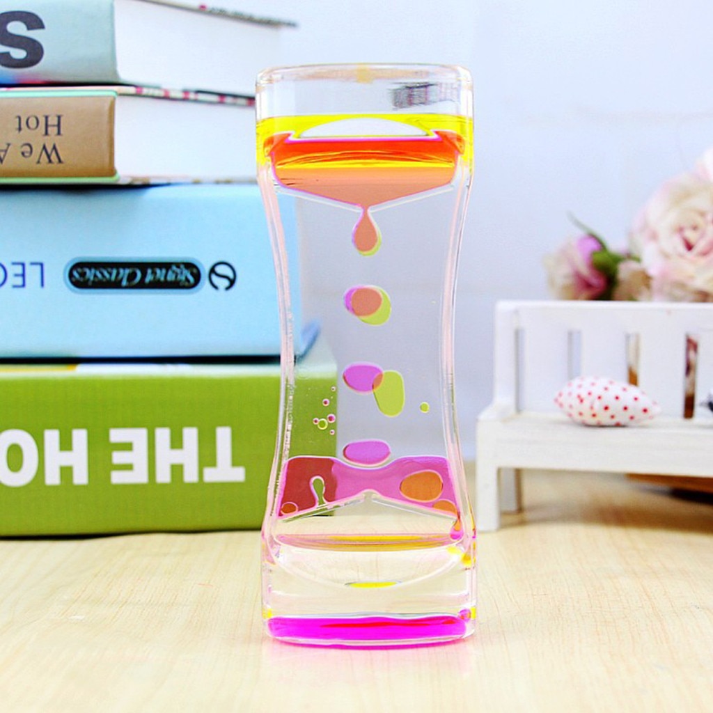 Square Slide Mixed Floating Oil Liquid Motion Hourglass Timer Sensory Toy Sand Clock Hourglass Timer As Delicate