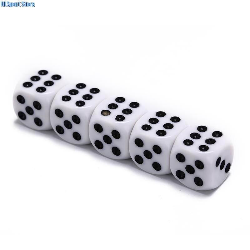 5 Pz/lotto 10mm/16 millimetri Bere Dadi Acrilico Rotondo Bianco Angolo Hexahedron Dadi Del Partito Del Randello Da Tavolo Giochi RPG Dadi impostato