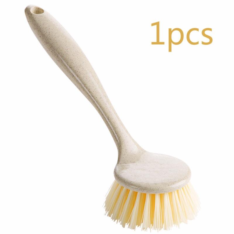Handheld Cleaning Brush Long-handled Washing Dishes Brush Pot Can Cleaning Brush Kitchen Multifunction Brush: 1pcs