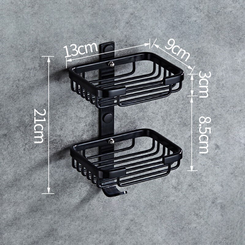 Väggmonterade tvålkoppar tvålhållare tvålkorg badrumstillbehör aluminium banheiro badbeslag  el0003: Dubbelsvart