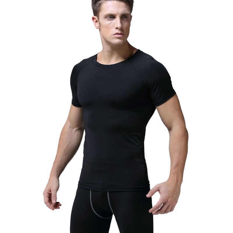 Fitnesströjor för män snabbtorkande tunn t-shirt med kort ärm och andas för basketlöpning: Xl / Svart