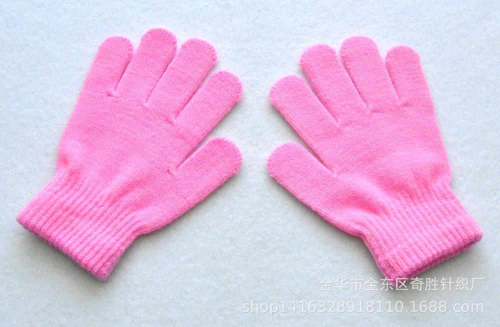 Candy Solid Color Winter Kids Gloves Mittens Children Girls Boys Student Writing Keep Warm Finger Gloves For 7-11 Years Old: pink