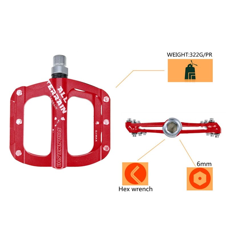 SEWS-Shanmashi Bike Pedals Aluminum Bicycle Flat Pedals Outdoor Durable Pedal for Mtb Road Bike