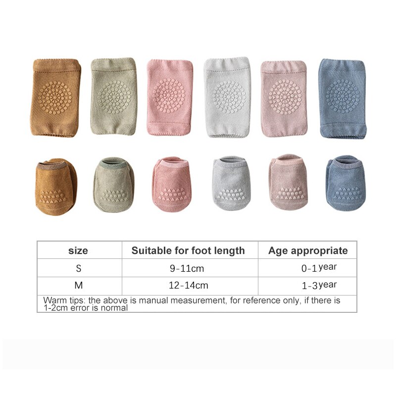 Calzini estivi per bambini Set di calzini calzini antiscivolo tinta unita ginocchiera calzini da pavimento striscianti per bambini protezione per ginocchio per ragazze ragazzo