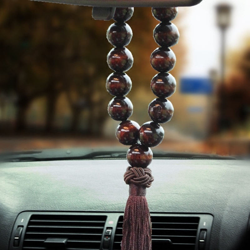 Houten Kralen Auto Hanger Decor Opknoping Ornament Bedels Achteruitkijkspiegel Gezegende Rozenkrans Boeddha Kralen Voor Vrede