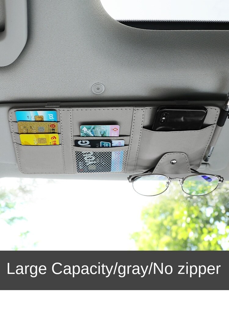 Automotive Sun Louver Storage Multifunctional inside the Car Glasses Clamp Card Buggy Bag Card Package Bill Document Bag: w