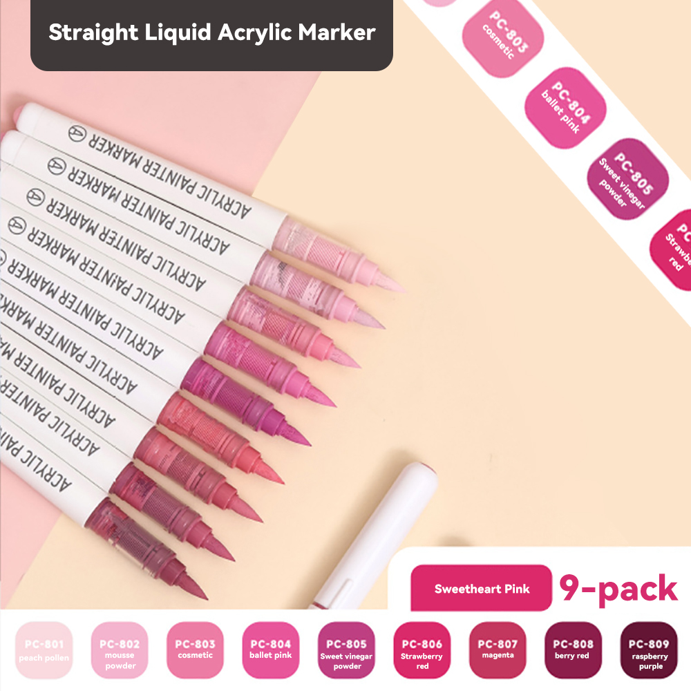 9 stk/eske blandede farger akryltusjer sett kunst stein malingspenner låve graffiti til stein glass bok sko gjør-det-selv håndverksutstyr: Gul