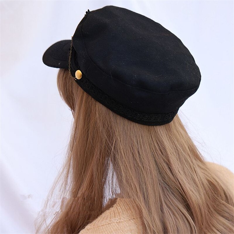 Handmade Black Beret Cap Hats Artist Painter Newsboy Caps Beret Hats B1613