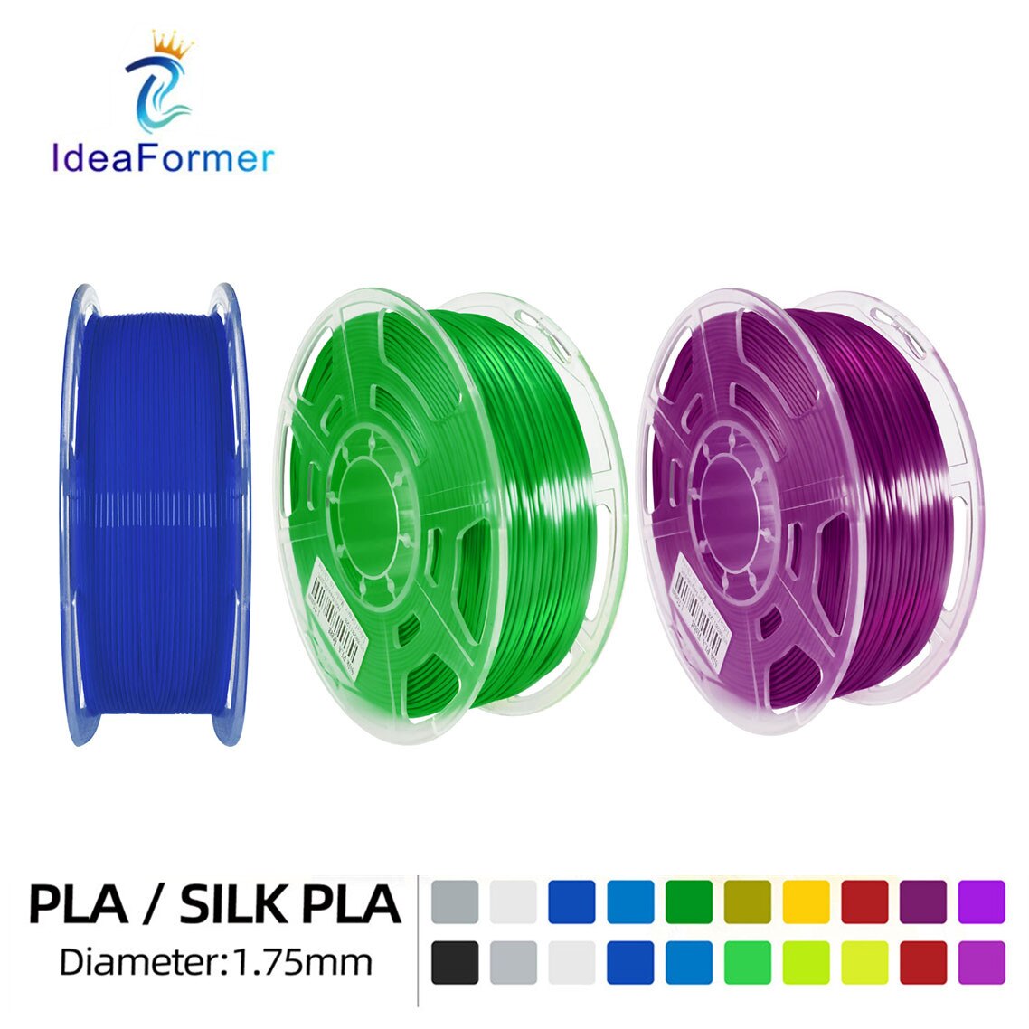 Ideaformer 1.75Mm Pla Zijde-Pla Filament 1Kg Transparante Spool Multi-Coloured Verbruiksartikelen 3D Plastic Printing Materialen filamento.