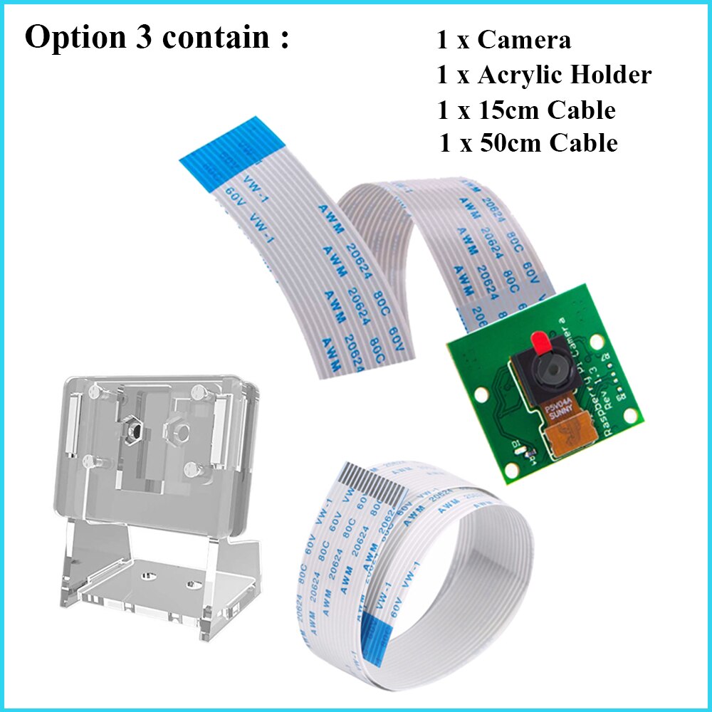 Raspberry Pi 4 5MP Camera 1080P 720P Video Camera Module With Acrylic Holder For Raspberry Pi 4 Model B 4B/3B+/3B/Zero W: Option 3