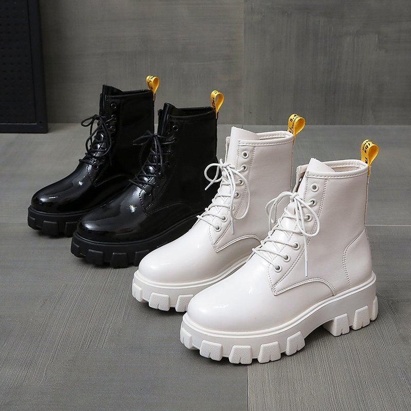 Martin boots female students British style autumn and winter mid-tube short boots strapping motorcycle women's boots