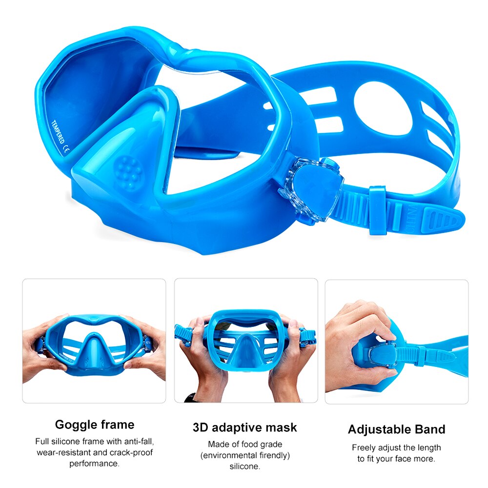 Duikmasker siliconen snorkel anti-condens bril brillenset siliconen zwembadvisuitrusting zwart voor volwassenen