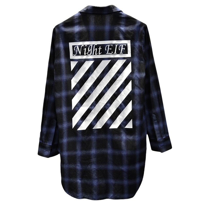 Extra lange Hip hop Plaid shirts voor mannen lange mouw voor paar Rood Blauw Geel Zwart Zomer Lente Herfst
