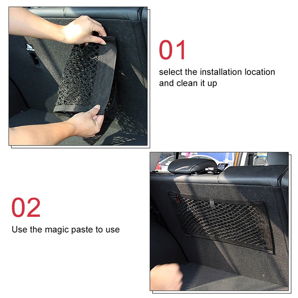Filet élastique pour siège arrière de voiture, sac de rangement universel, autocollant magique