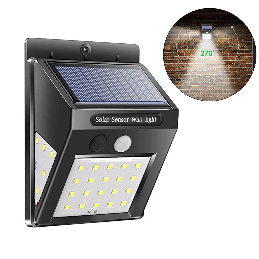 3 Sided Solar Powered Street Light with Motion Sensor Waterproof Outdoor Security Lighting for Garden Yard Parking Garage
