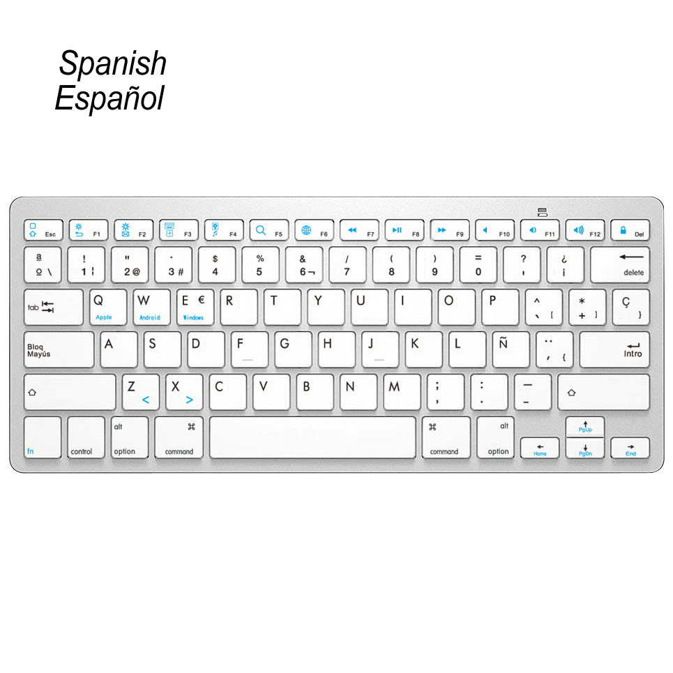 Multi-Lingual Universal Wireless Bluetooth Keyboard Ultra Slanke Draadloze Toetsenbord Compatibel Voor Ios Ipad Android Tabletten Windows: US-Spanish