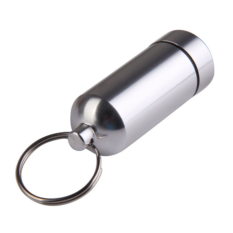 Aluminium Legering Kan Fles Draagbare Waterdichte Aluminium Pillendoosje Zaak Fles Drug Holder Container Sleutelhanger Aa
