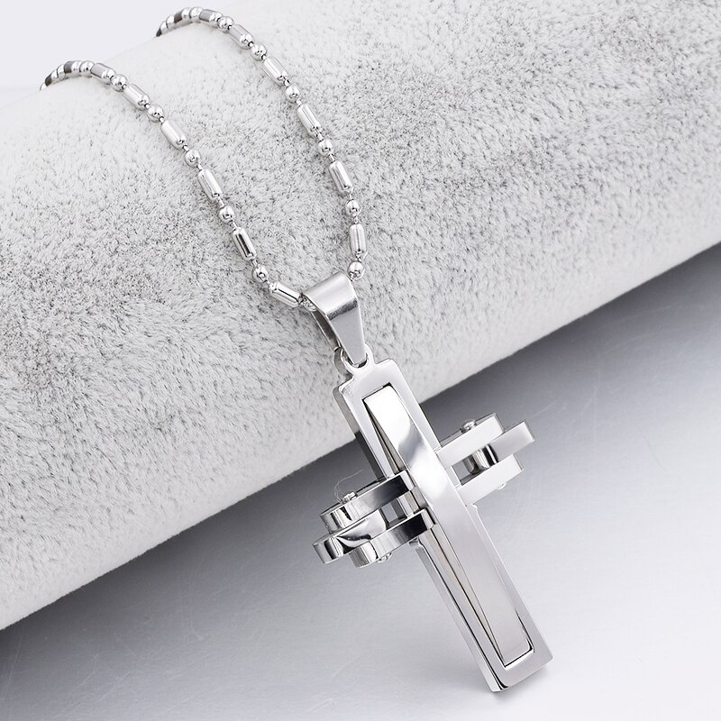 ATGO Black Cross Jewelry Charm chain Women's/Men's Stainless steel Necklaces For Boys And Girls Lover