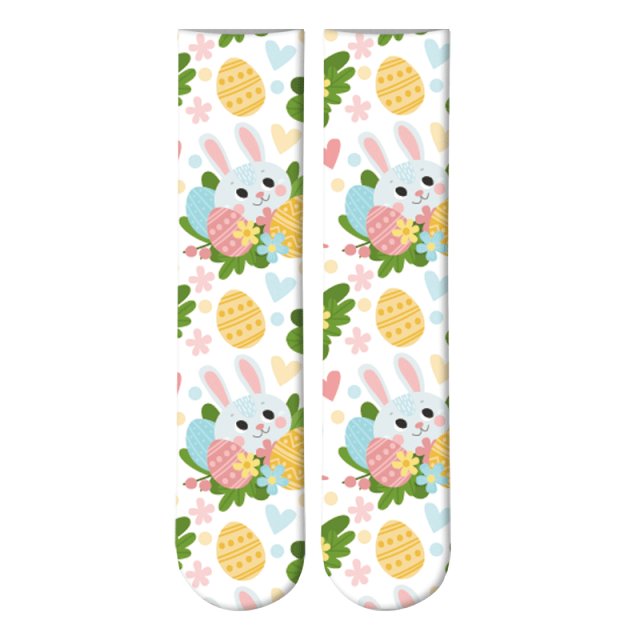 3D easter Print Socks Unisex Crew Long Socks Soft Casual Cute Cotton Socks Children rabbit egg girl sock: 4