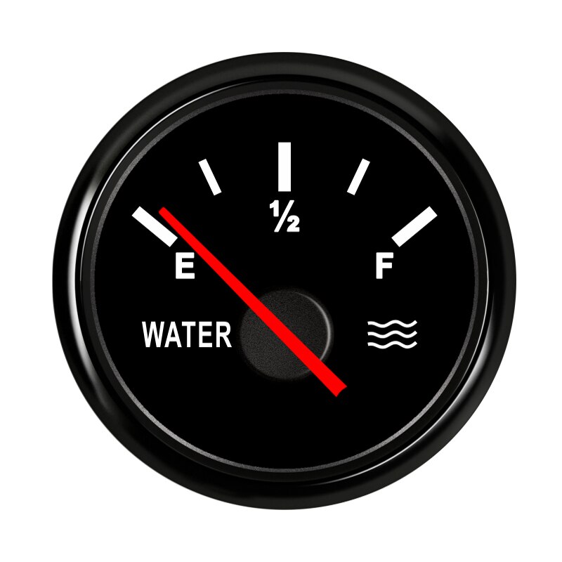 Stainless Steel Boat Car Water Level Gauge 0~ 190 ohm Water Liquid Level Gauge Full /Empty Indicator Pointer fit 9~32V: Black