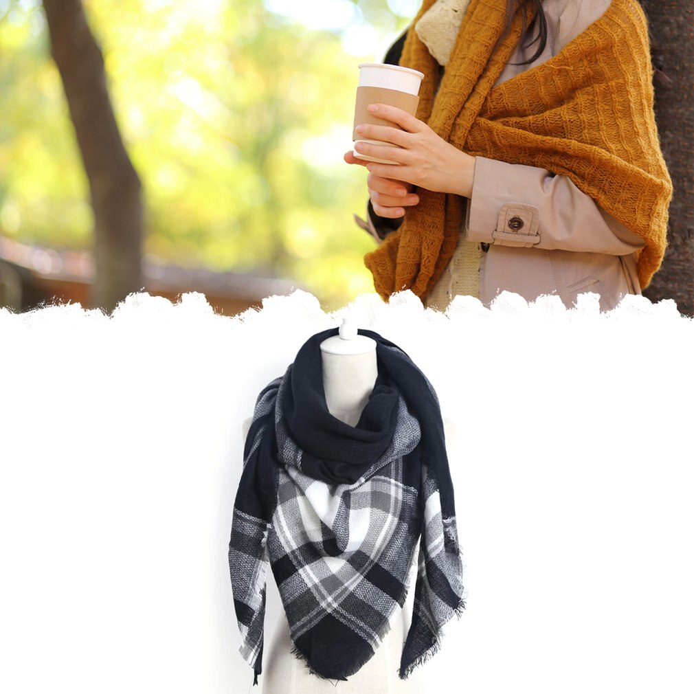 Latest Winter Triangle Scarf For Women Brand Shawl Cashmere Plaid Scarves Blanket Warm And Soft