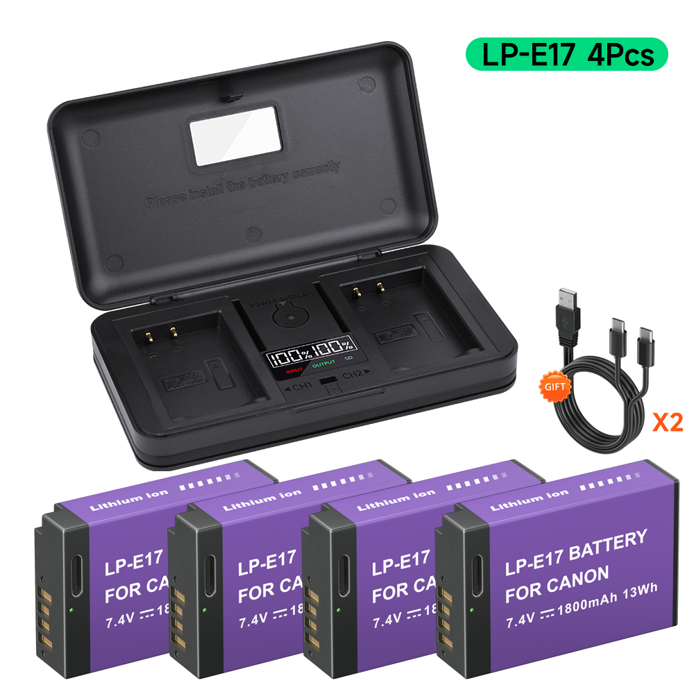 PALO-Batería de cámara LP-E17 LPE17 LP E17, cargador multifuncional para Canon EOS R8 RP 200D 250D M3 M5 750D 760D T6s 800D: RED