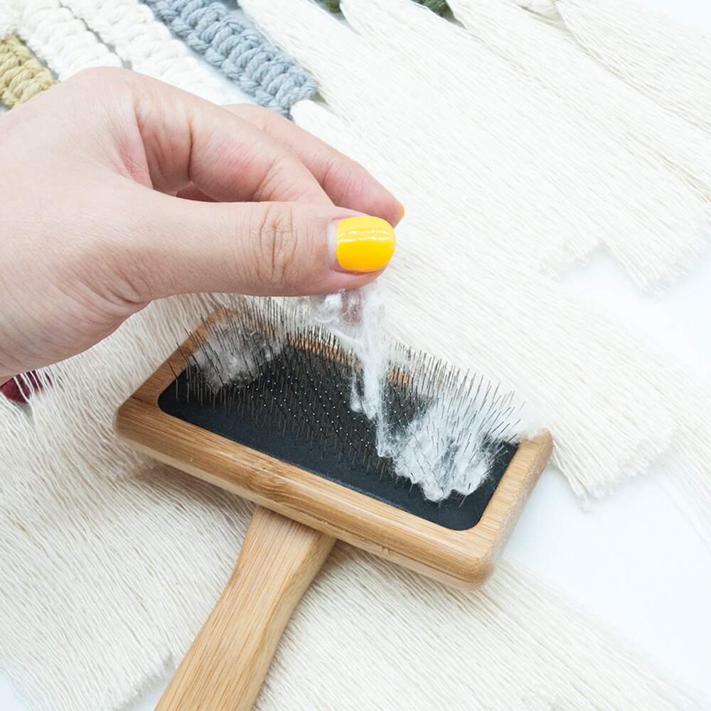 Tapijt Kwastje Borstel Macrame Tapijt Wandtapijt Weven Katoenen Touw Weven Kam Huisdier Dematting Diy Open Knoop Kaarden Kam Gereedschap
