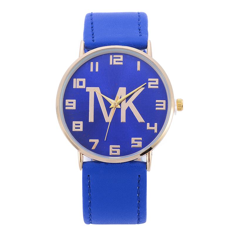 Top luksusmærke simpelt casual quartz ur kvinder rosenrød guld læderrem ure dame armbåndsur ur: Blå