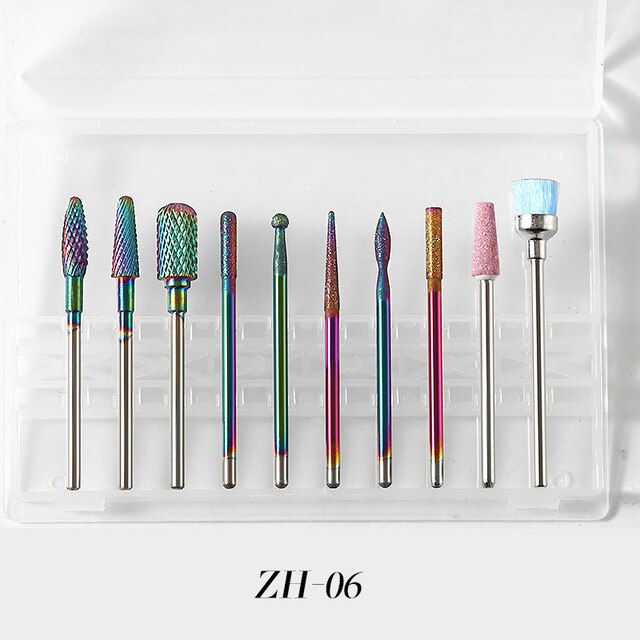 10 unids/set de broca de fresado para manicura torno de uñas para pedicura accesorios de uñas de arte polaco herramienta: F