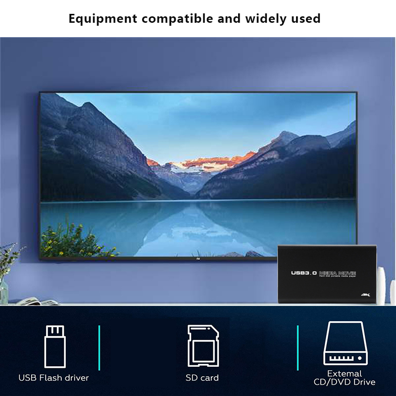 4K USB3.0 HDD Media Player Full HD H.265 Media Player Center with Auto Play For USB OTG SD AV TV AVI RMVB RM PPT SPDIF USB Hard