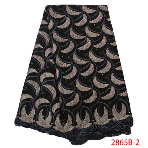 Swiss Voile Lace Fabric Top African Dry Lace Fabric  Swiss Voile Lace In Switzerland with Stones KS2865B-6: Picture 2