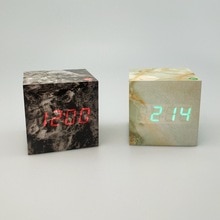 Rechteck Marmor aufbringen Digital Holz LED Temperatur Wecker Holz retro glühen Uhr Schreibtisch Tabelle Dekor Schreibtisch Werkzeuge
