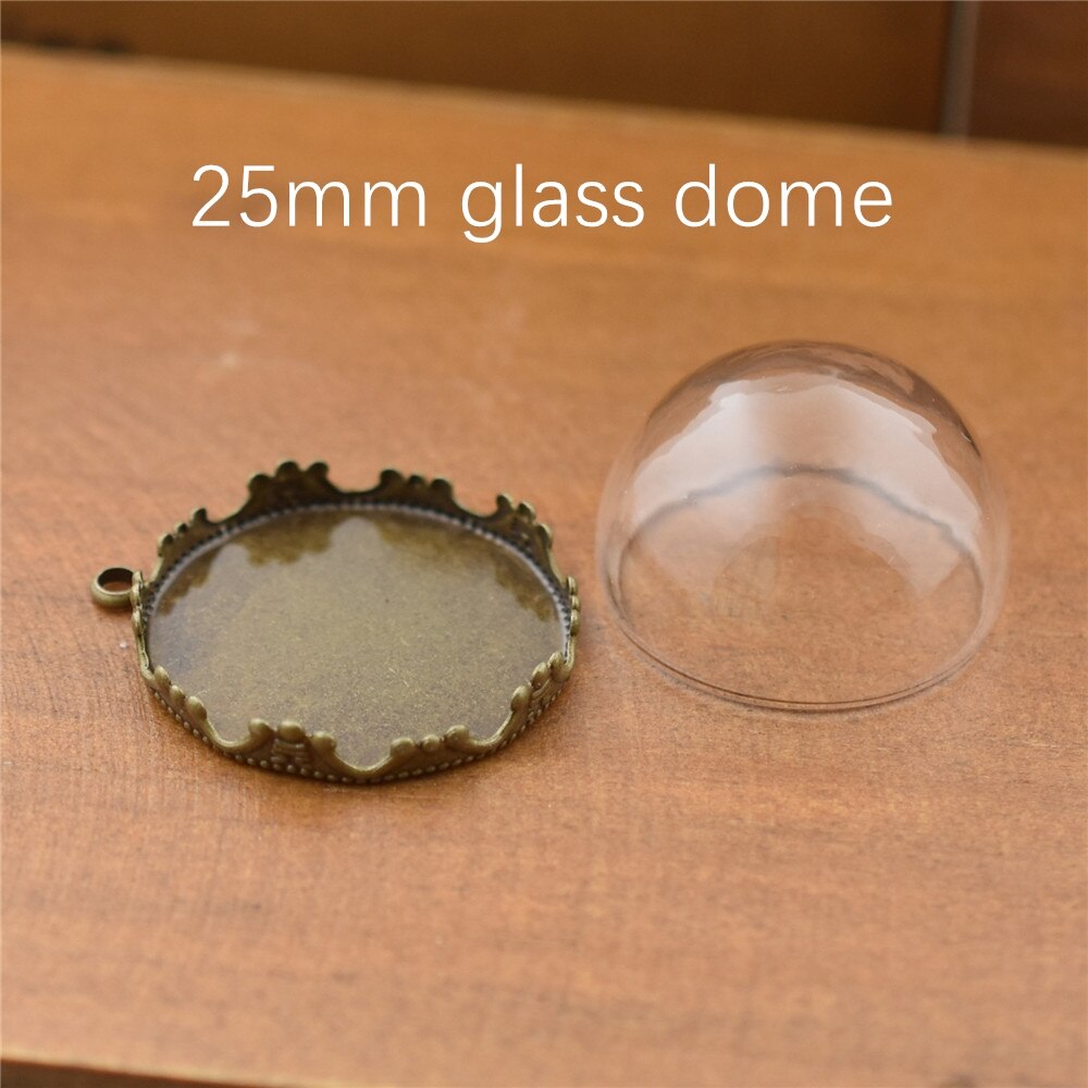 Ensemble d'accessoires de bijoux en verre creux avec base de réglage, bouteille de globe en verre orbe, pendentif de bague, accessoires de bricolage faits à la main, breton, 6 pièces