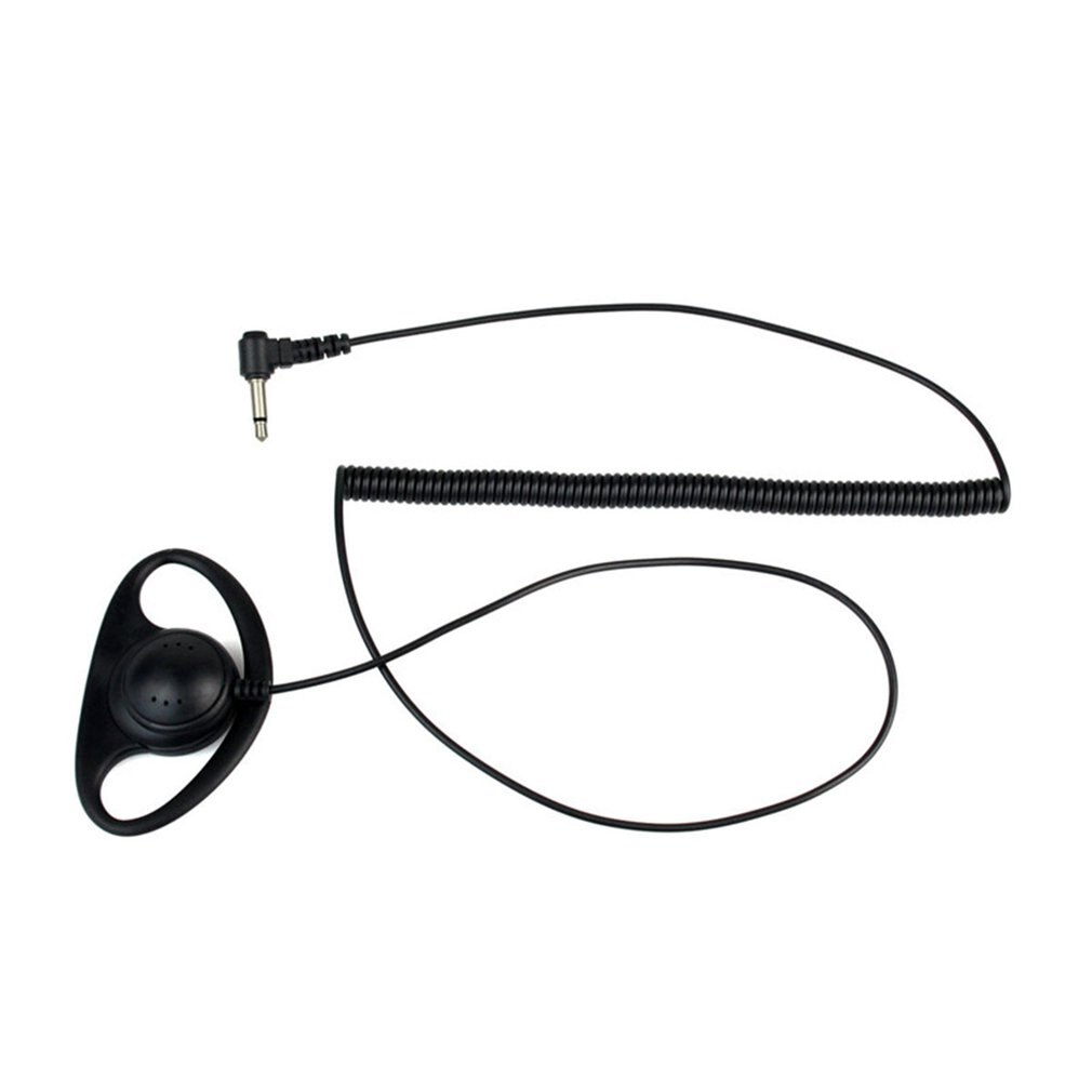 Um portátil pces 3.5mm curvado jack d-forma de ouvir apenas fone de ouvido fone de ouvido para dois transceptores rádio walkie
