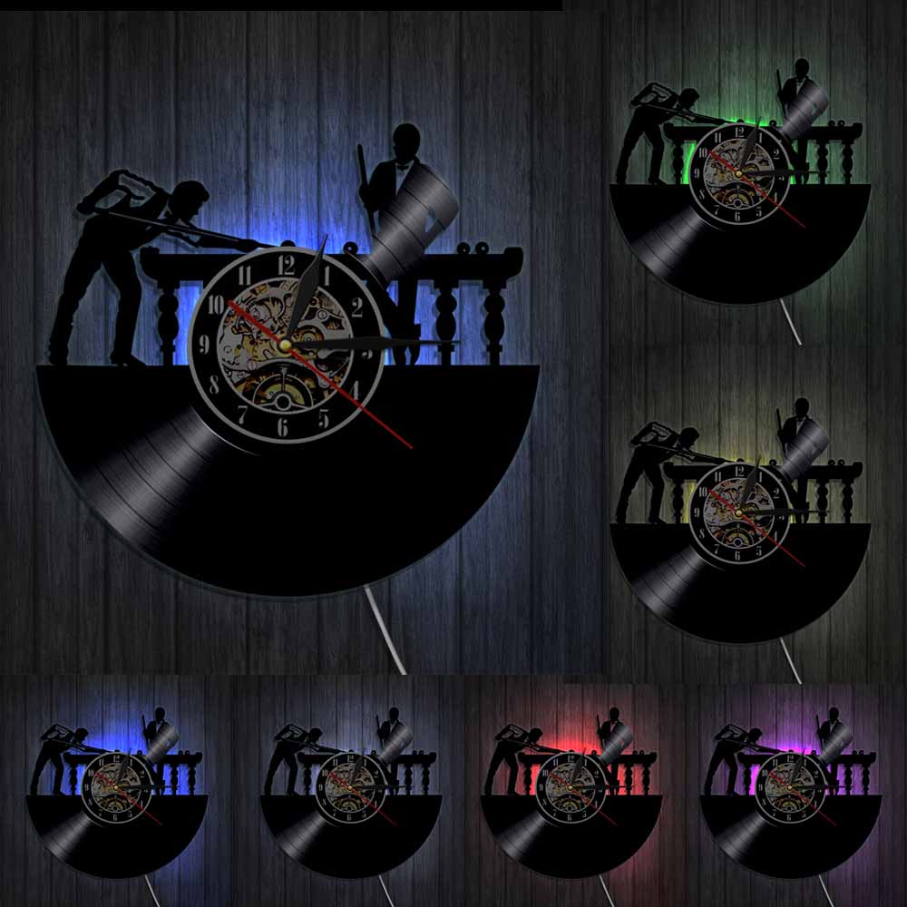Horloge murale de billard en vinyle, décoration de salle de billard, moderne, uniques