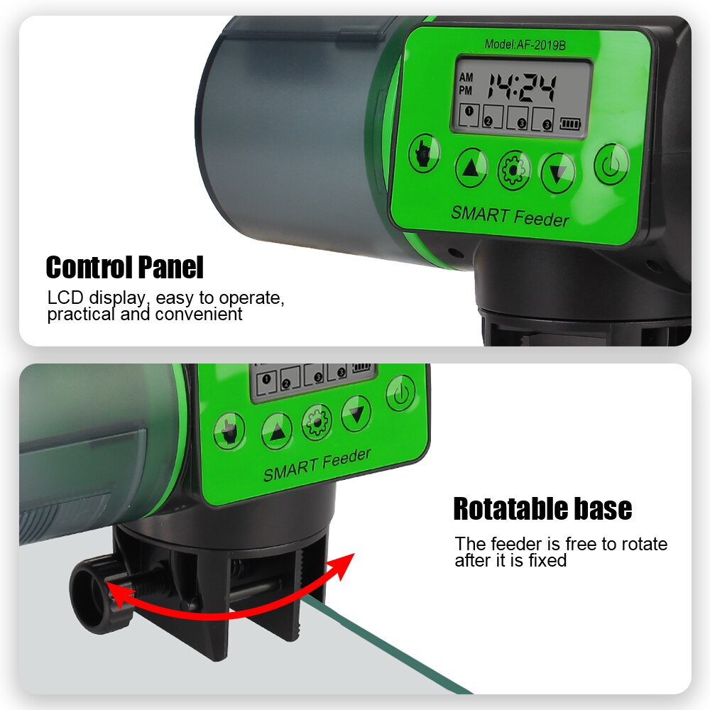 Timer Feeder Digital Fish Tank Adjustable Automatic Fish Feeder Aquarium LCD Display 2 in 1 Manual and Smart 200ML