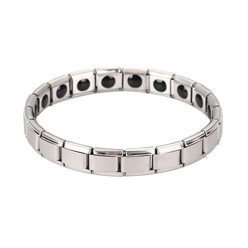 Gezondheidszorg Gewichtsverlies Magnetische Therapie Elemental Armband Artritis Pijn Gezondheid Energie Bio Magnetische Mannelijke: Silver single row