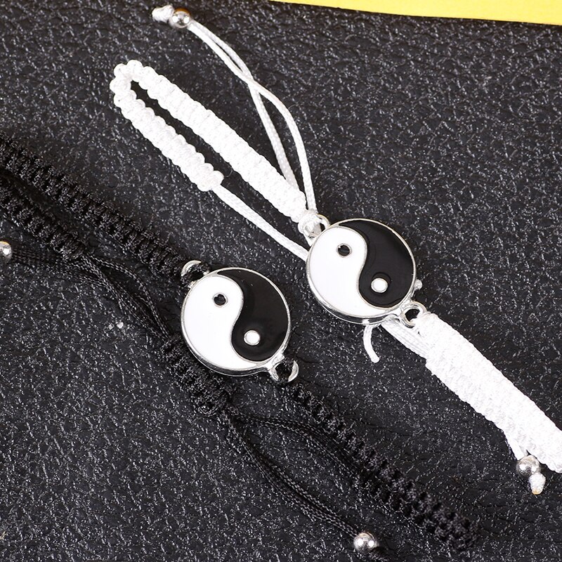 Beste Vriend Armband 2 Stuk Gevlochten Touw Tai Chi Gossip Zwart En Wit Hanger Paar Armband Bff Vriendschap Sieraden