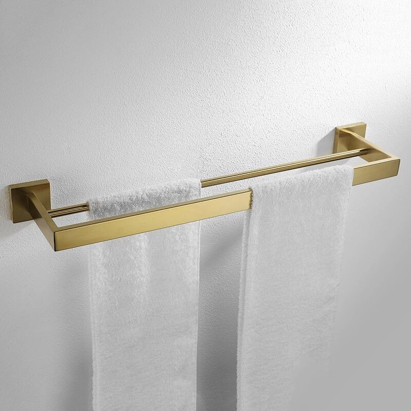 Brushed Gold Bathroom Hardware Set Towel Rack Toilet Paper Holder Towel Bar Rail Hook Soap Dish Toilet Brush Bath Accessories