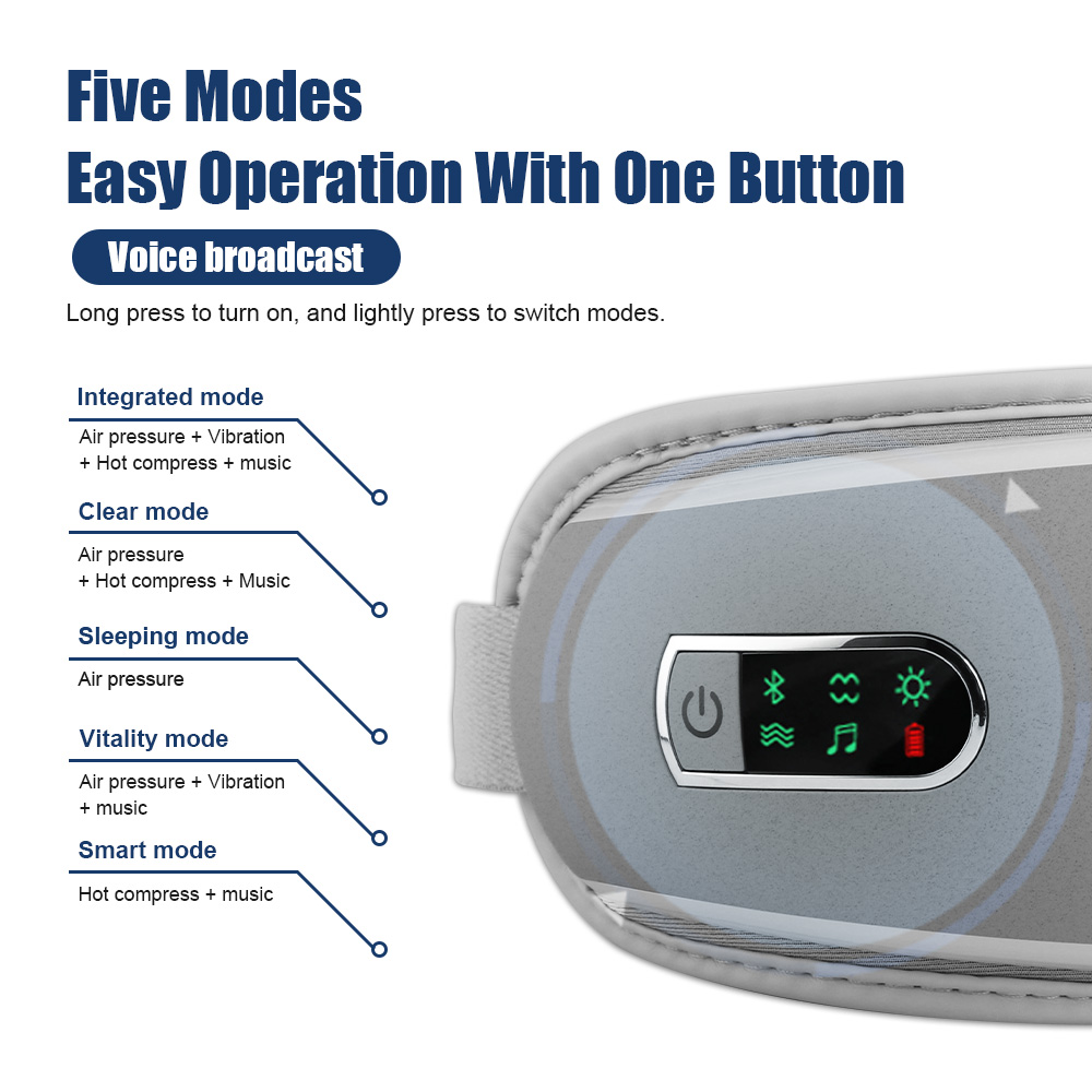 4D Pressotherapy for Eyes Visual Protection Machine Airbag Vibration Eye Massager Electric Eye Care Instrumen Heating Bluetooth