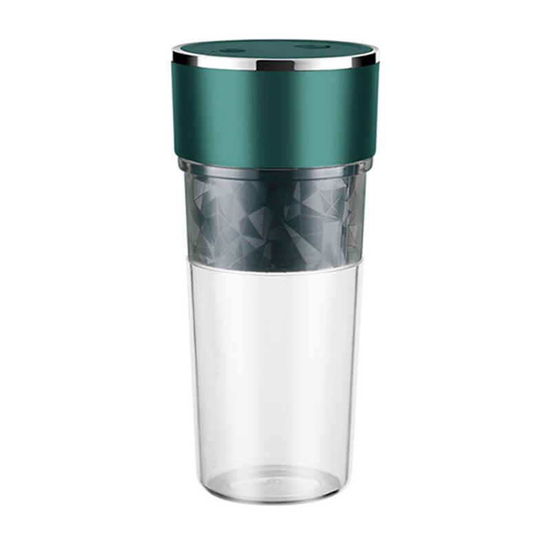 Cup Juicer Portable USB Charging Mini Juicer Small Juicer Four-Leaf Electric Juicer Built-In Battery Simple Operation: GREEN