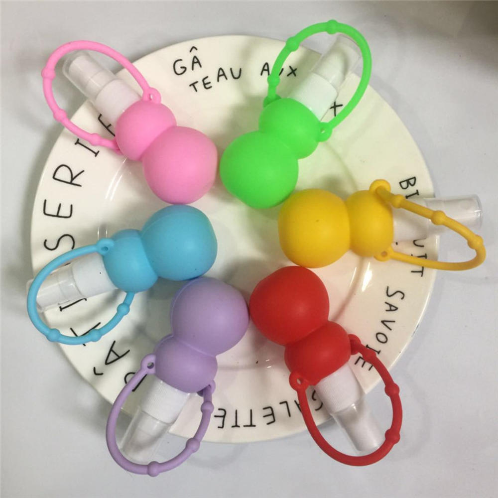 30ml silicone dos desenhos animados forma cabaça mini gel portátil desinfetante para as mãos mini garrafa recarregável removível viagem capa