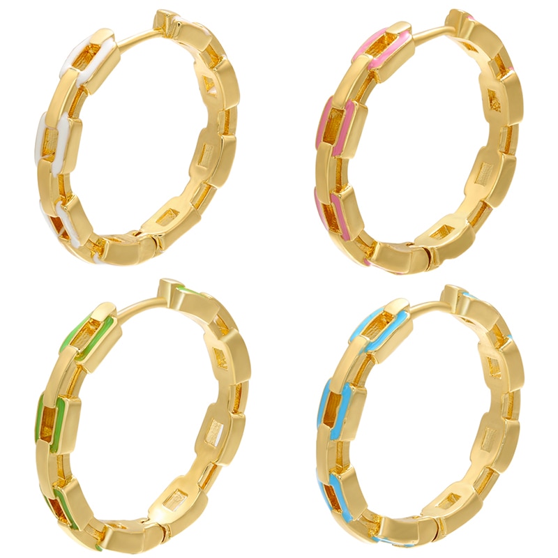 ZHUKOU 1 piece gold/silver color Round big hoop earrings women Enamel hoop earrings Jewelry VE287