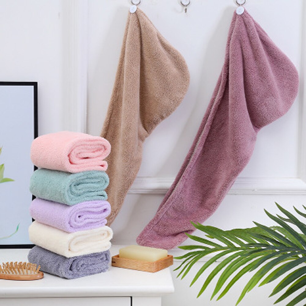 2 stuks koraal fleece effen dames droog haar mutsen dames absorberend snel drogend lang haar absorberende handdoek verpakking tulband douchemuts
