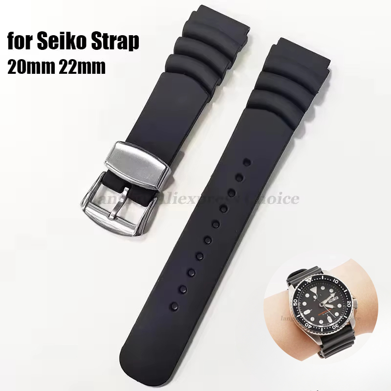 Bracelet de montre en Silicone pour SEIKO SKX007 009 plongée 007 pour résine en conserve d'ormeau 20mm 22mm bracelet de montre anneau fermoir boucle ardillon ceinture