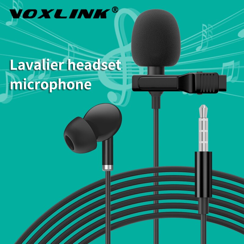 Voxlink Clip Op Revers Mic Professionele 3.5Mm Plug Met Draad Voor Interview Opname Lavalier Condensator Microfoon Oortelefoon