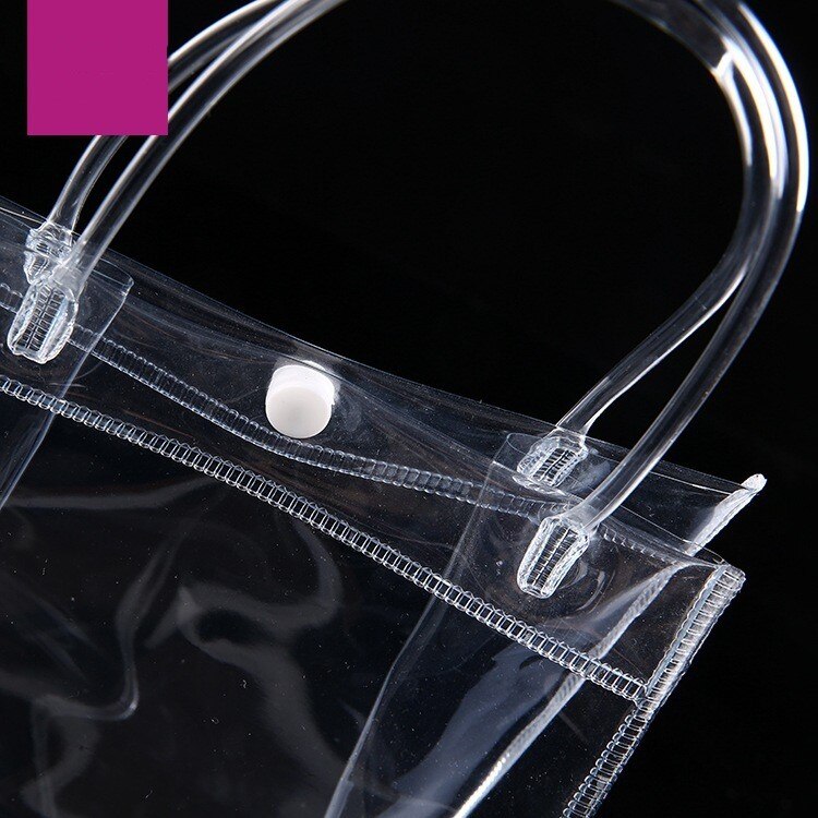 10 stk pvc plastikposer med håndtag plastik vinemballage poser klar håndtaske party favors taske pp poser med knap