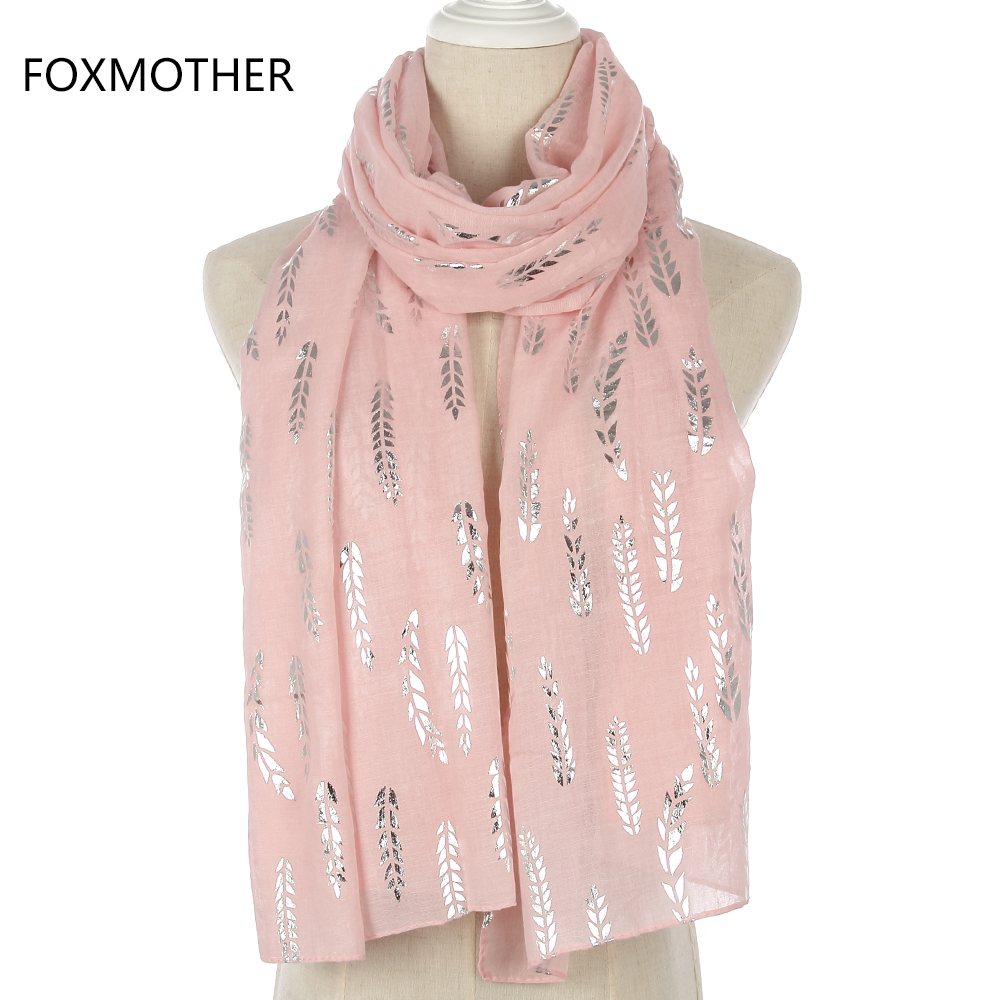 Foxmother fasjonable kvinner rosa hvit grå gul hveteblomst bronzing folie sliver skjerf til damer