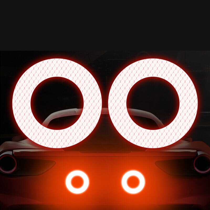 2 stk bil reflekterende klistermærke rund advarsel sikkerhedsmærke motorcykel auto dekoration reflektor strip udvendigt tilbehør klistermærker: Fluorescerende orange