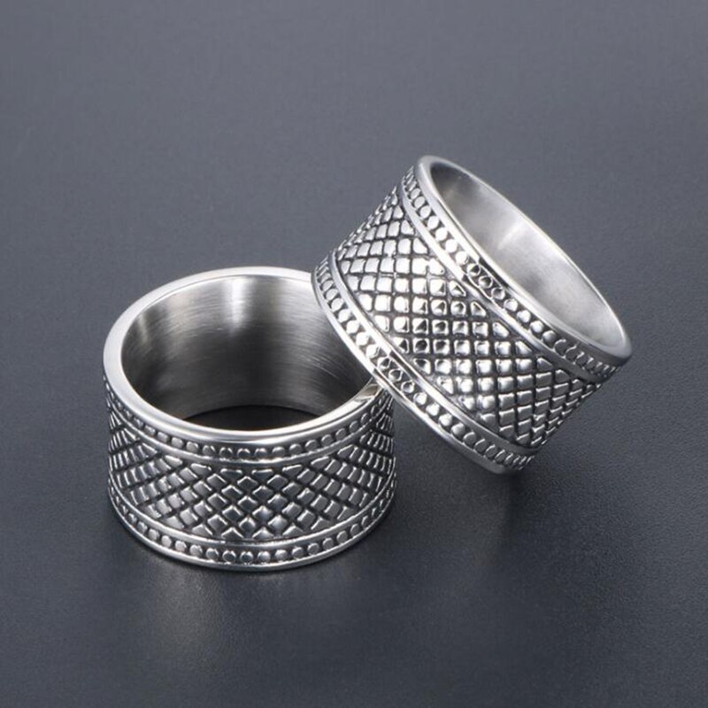 12MM Wide Ring Men Solid Stainless Steel Boys Mens Rings Man Big Size 12 13 Male Biker Jewelry